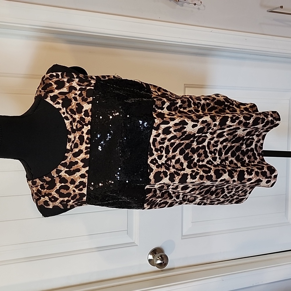 Leopard/Black Sequence Tank Top